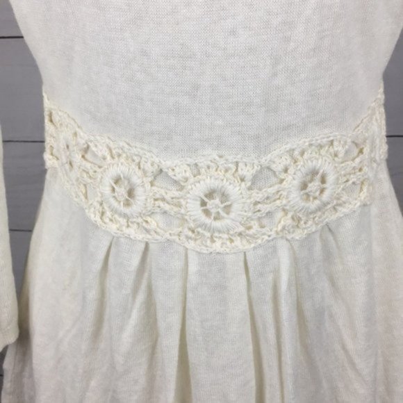 Anthro Knitted & Knotted Linen Cardigan Ivory M - Picture 6 of 7
